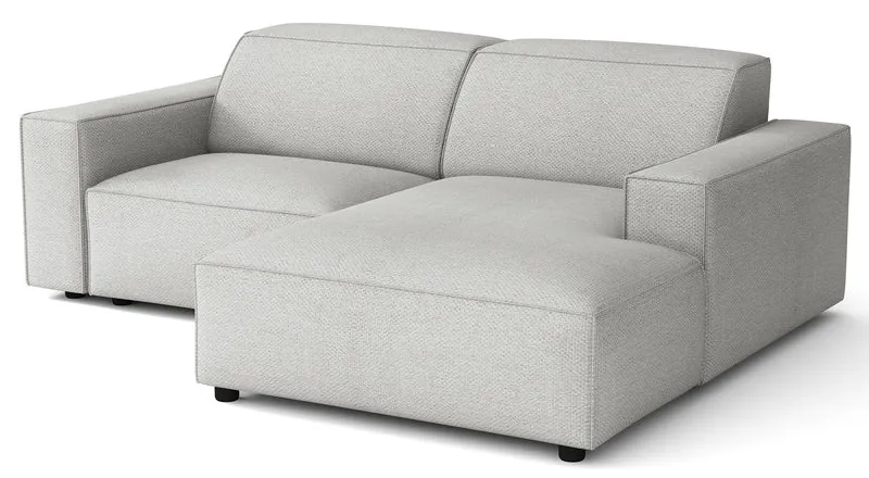 Modulares Ecksofa Sellmo, kleines L-förmiges, rechtsseitiges, hellgraues, hydrophobes Chenille