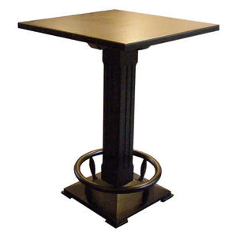Casa Padrino Luxus Stehtisch mit Fußstütze Messingfarben / Schwarz 80 x 80 x H. 110 cm - Massivholz Bartisch