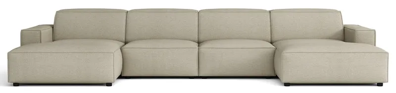 Modulares Ecksofa Sellmo U-förmig universell hellgraubeige, hydrophobes Chenille