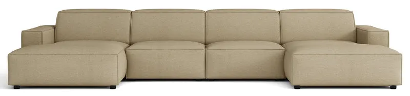 Modulares Ecksofa Sellmo U-förmig universal hellgrauer hydrophober Chenillestoff