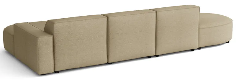 Modulares Ecksofa Sallmo, L-förmig, rechtsseitig, dunkelbeige, hydrophobes Chenille