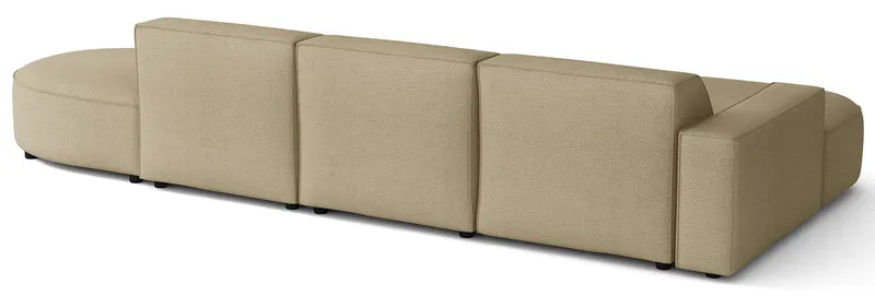 Modulares Ecksofa Sallmo L-förmig, linksseitig, dunkelbeige, hydrophobes Chenille