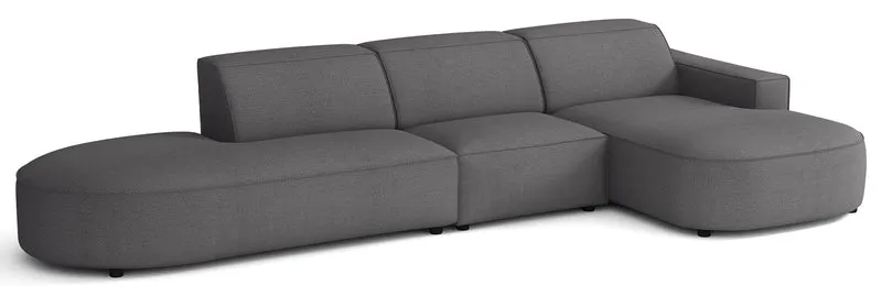 Modulares Ecksofa Sallmo, L-förmig, rechtsseitig, dunkelgrauer hydrophober Chenillestoff