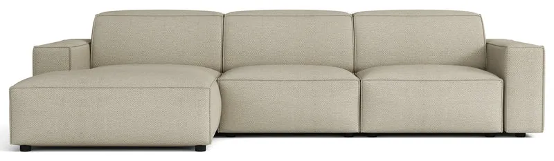 Modulares Ecksofa Sellmo L-förmig linksseitig, grau-beige, hydrophober Chenille