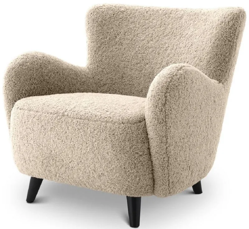 Casa Padrino Luxus Wohnzimmer Sessel Sandfarben / Schwarz 80 x 72 x H. 80 cm - Wohnzimmer Möbel - Luxus Möbel