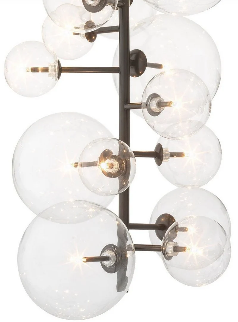 Casa Padrino Luxus Halogen Kronleuchter Bronzefarben 26 x 26 x H. 71 cm - Moderner Kronleuchter mit runden Glas Lampenschirmen - Luxus Kollektion