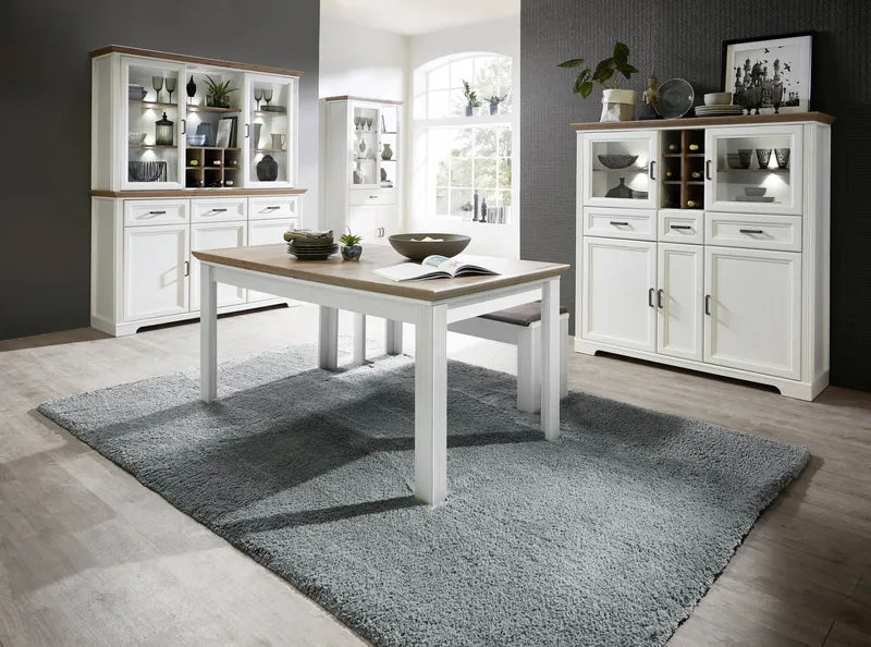 Highboard JASMIN Pinie weiß Nachbildung mit offenen Fächern