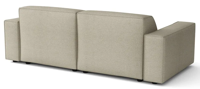 Modulares Ecksofa Sellmo, kleines L-förmiges Modell, rechtsseitig, grau-beige, hydrophober Chenille-Stoff