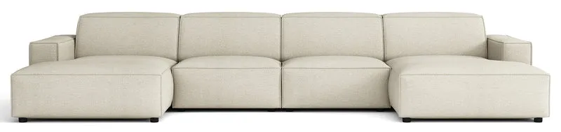 Modulares Ecksofa Sellmo U-förmig universal cremefarben, hydrophobes Chenille