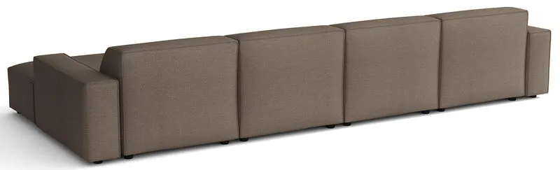 Modulares Ecksofa Sellmo, U-förmig, universell, hellbraun, hydrophobes Chenille