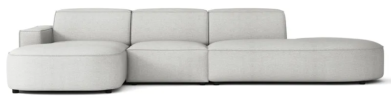 Modulares Ecksofa Sallmo L-förmig linksseitig hellgrauer hydrophober Chenille-Stoff
