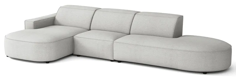 Modulares Ecksofa Sallmo L-förmig linksseitig hellgrauer hydrophober Chenille-Stoff