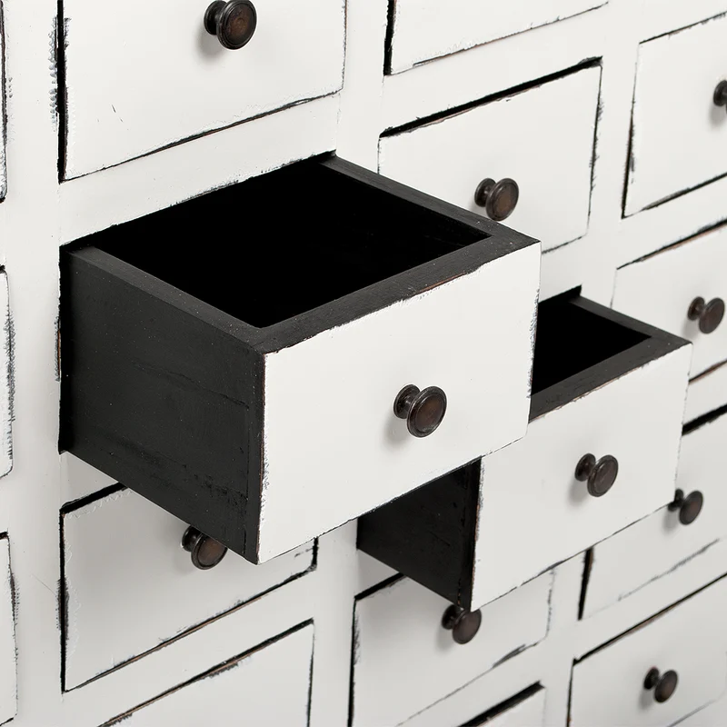 Kommode MALTA Mahagoni Antik-Weiß Apothekerschrank
