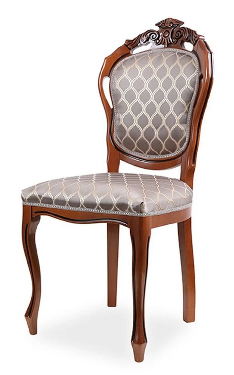 Casa Padrino Luxus Barock Esszimmer Stuhl Grau / Braun H. 102 cm - Esszimmer Möbel im Barockstil