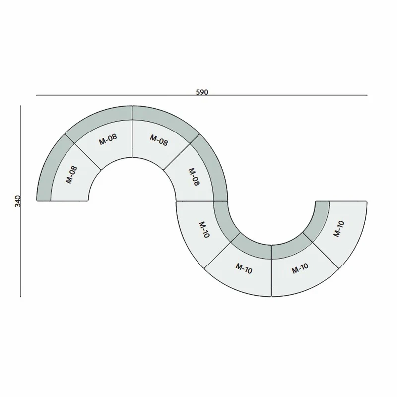 Casa Padrino Luxus Sofa Grau 590 cm - Gebogenes Modulares 8 Teiliges Sofa - Hotel Möbel