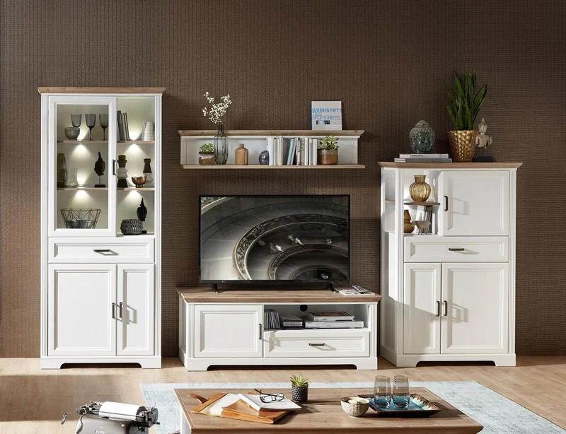 Highboard Stauraumelement JASMIN Pinie weiß Nachbildung