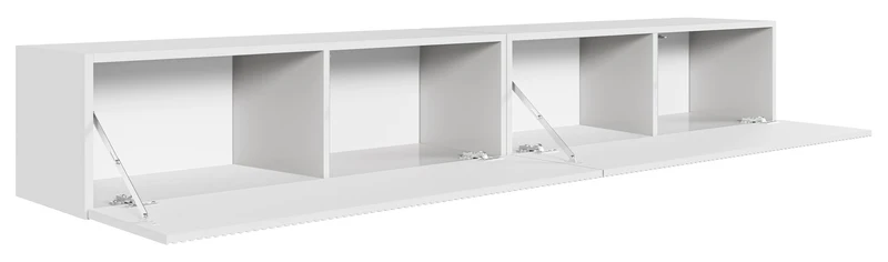 Hängender TV-Schrank Veldio mit zwei Türen und gerillter Front, 200 cm, weiß