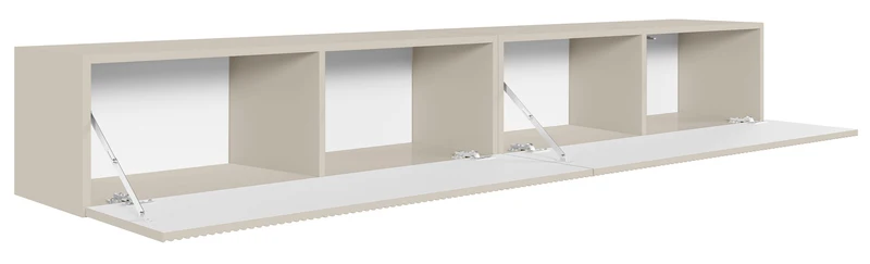 Hängender TV-Schrank Veldio mit zwei Türen und gerillter Front, 200 cm, weiß
