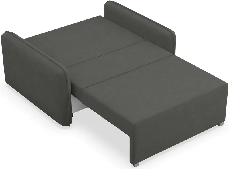 Zweisitziges ausklappbares Sofa Duelia mit Stauraum, graphitfarben, hydrophobes Chenille