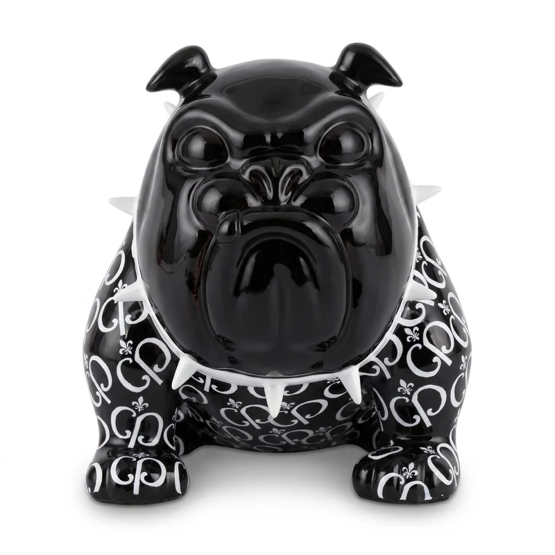Casa Padrino Luxus Deko Figur Hund Bulldogge Schwarz / Weiß 20 cm - Deko Skulptur