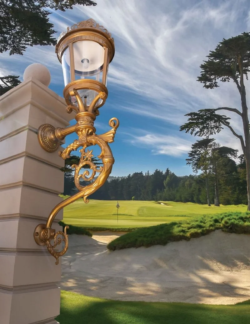 Casa Padrino Barock Außenwandleuchte Gold H. 237 cm - Riesige Garten Außenleuchte