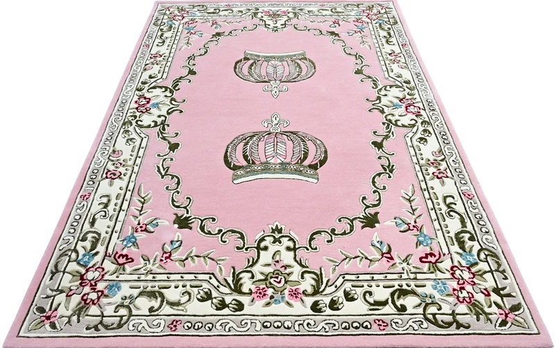 Pompöös by Casa Padrino Luxus Barock Teppich Krone von Harald Glööckler Rosa 200 x 300 cm