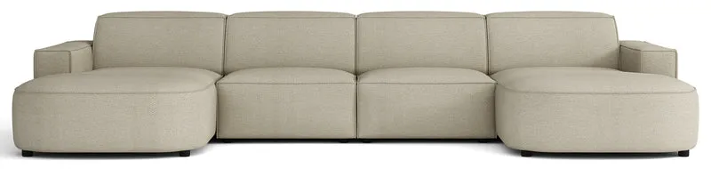 Modulares Ecksofa Sallmo U-förmig universell in grau-beigem hydrophobem Chenillestoff