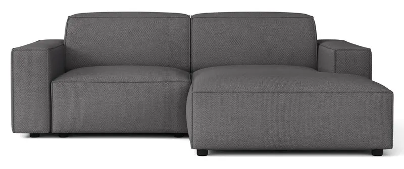 Modulares Ecksofa Sellmo L-förmig klein, rechtsseitig, dunkelgrauer hydrophober Chenillestoff