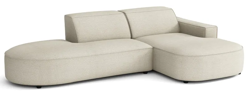 Modulares Ecksofa Sallmo, kleines L-förmiges, rechtsseitiges Modell, cremefarben, hydrophober Chenille-Stoff