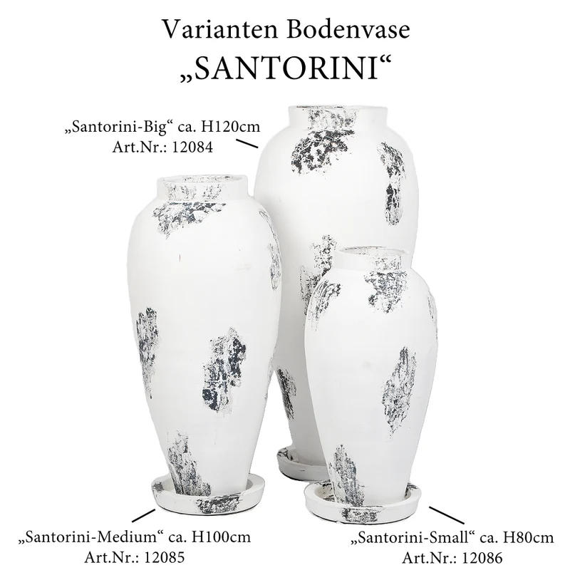 Deko-Bodenvase SANTORINI-BIG ca. H120cm Antik-Weiß Terracotta