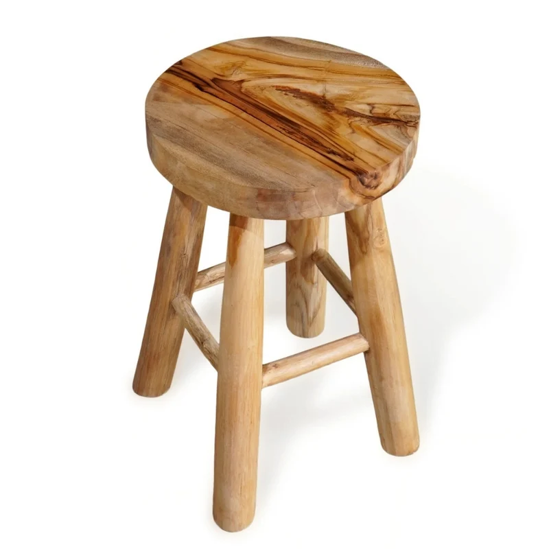 Teak Hocker KANSAS Natural 45cm Beistelltisch Sitzhocker