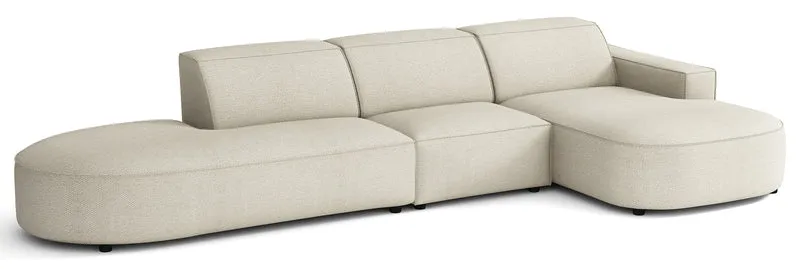 Modulares Ecksofa Sallmo L-förmig, rechtsseitig, cremefarben, hydrophobes Chenille