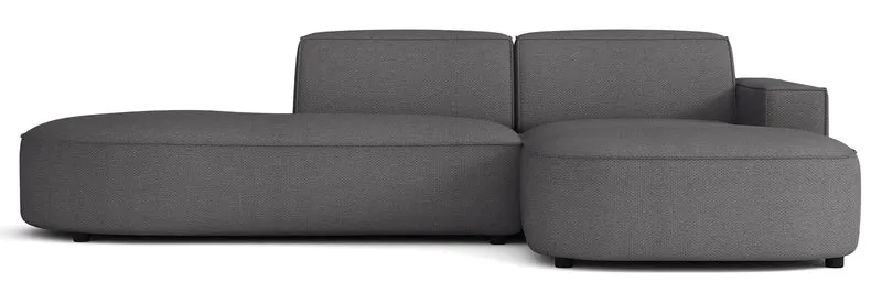 Modulares Ecksofa Sallmo L-förmig klein, rechtsseitig, dunkelgrauer hydrophober Chenillestoff