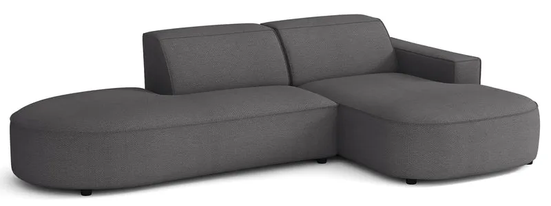 Modulares Ecksofa Sallmo L-förmig klein, rechtsseitig, dunkelgrauer hydrophober Chenillestoff
