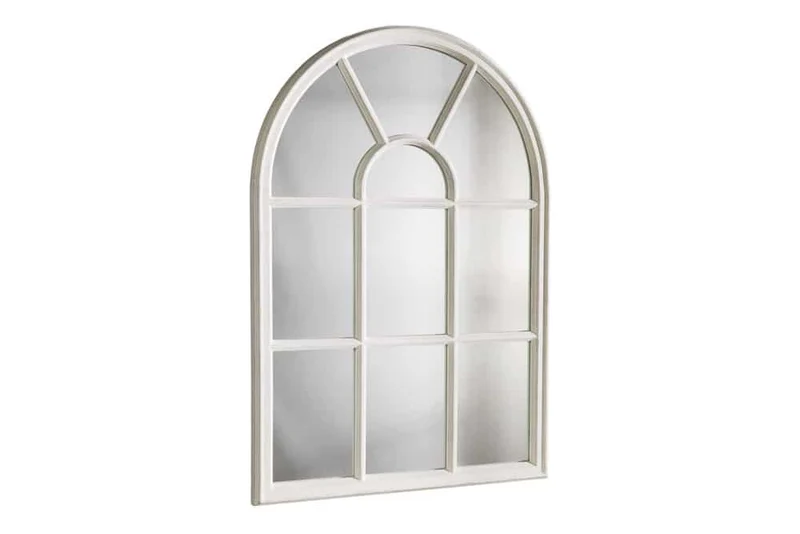 Shabby Chic Rundbogen-Fenster-Spiegel 100cm weiss Landhaus