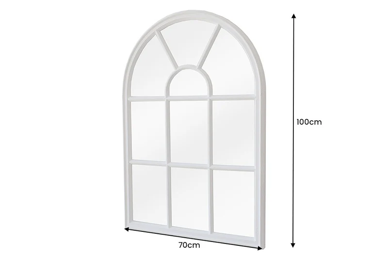 Shabby Chic Rundbogen-Fenster-Spiegel 100cm weiss Landhaus