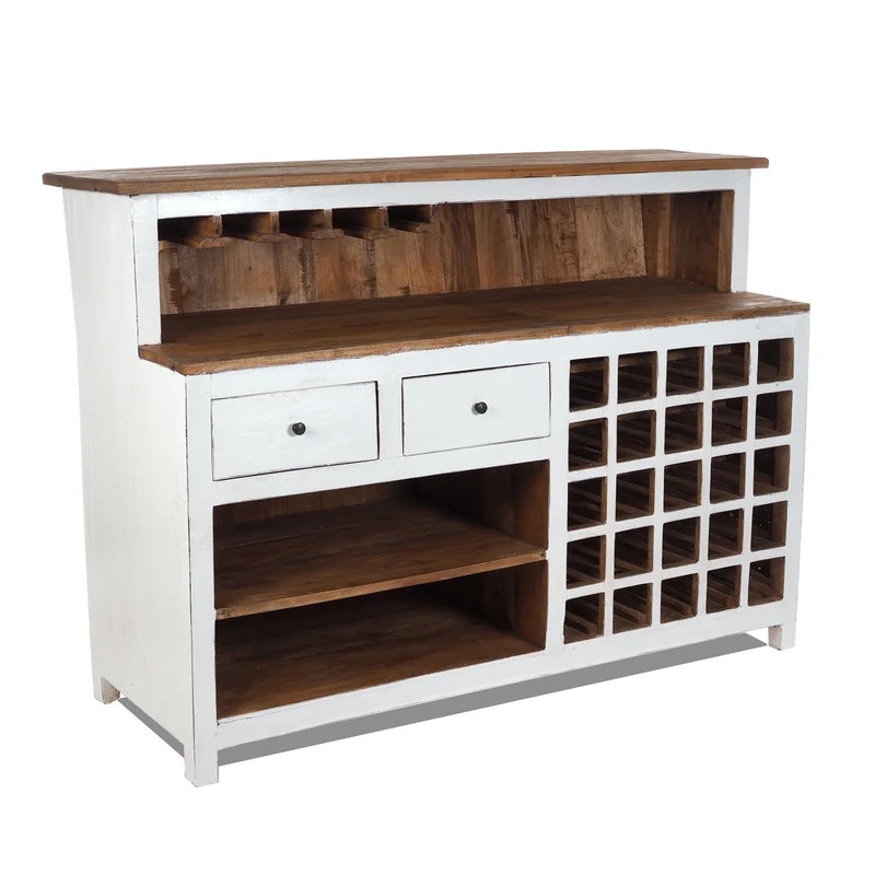 BARSCHRANK "PUREWOOD" | 150x110x55cm (BxHxT), Hausbar, Verkaufstresen | Farbe: 06 weiß-landhaus