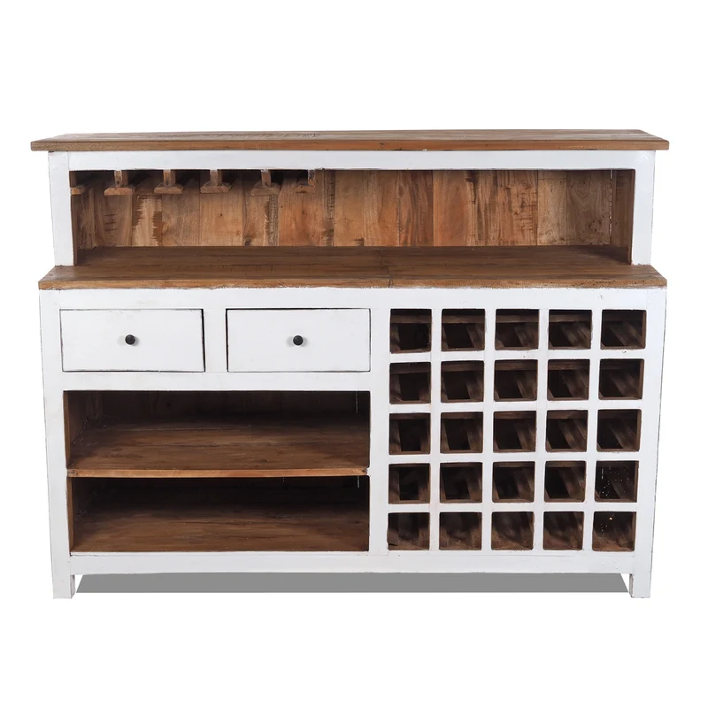 BARSCHRANK "PUREWOOD" | 150x110x55cm (BxHxT), Hausbar, Verkaufstresen | Farbe: 06 weiß-landhaus