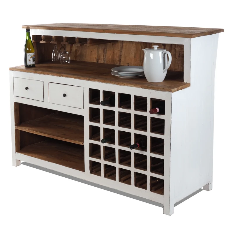 BARSCHRANK "PUREWOOD" | 150x110x55cm (BxHxT), Hausbar, Verkaufstresen | Farbe: 06 weiß-landhaus