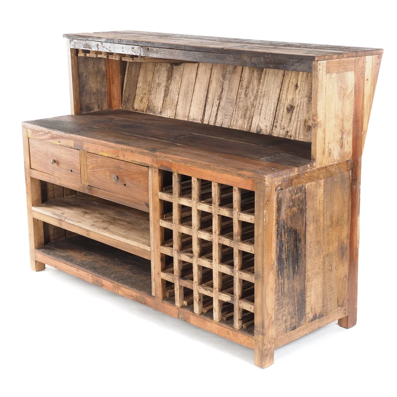 BARSCHRANK "PUREWOOD" | 150x110x55cm (BxHxT), Hausbar, Verkaufstresen | Farbe: 01 natur-vintage