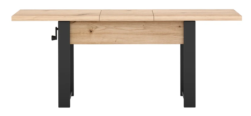 Ausziehbarer Couchtisch Hugo 120(157)x67 cm Artisan-Eiche mit schwarzen Beinen