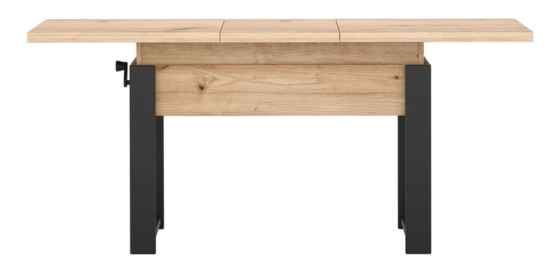 Ausziehbarer Couchtisch Hugo 120(157)x67 cm Artisan-Eiche mit schwarzen Beinen