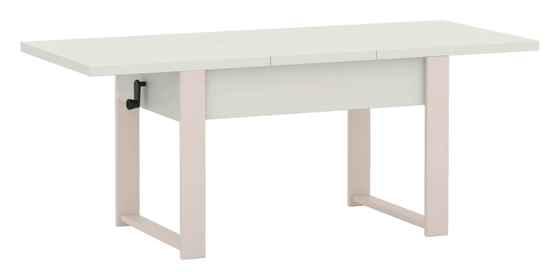 Ausziehbarer Couchtisch Hugo 120(157)x67 cm in Alpenweiß mit Kaschmir-Beinen