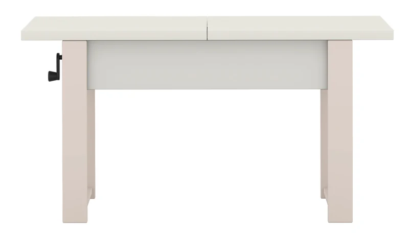 Ausziehbarer Couchtisch Hugo 120(157)x67 cm in Alpenweiß mit Kaschmir-Beinen