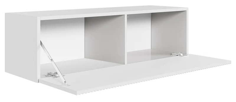 Hängender einflügeliger TV-Schrank Veldio mit geriffelter Front, 100 cm, weiß