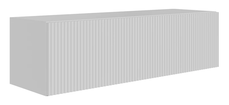 Hängender einflügeliger TV-Schrank Veldio mit geriffelter Front, 100 cm, weiß