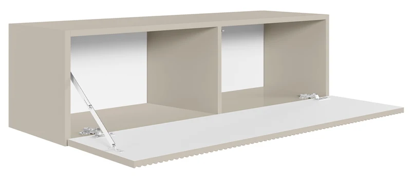 Hängender RTV-Schrank Veldio mit einer Tür, gerillte Front, 100 cm, schwarz