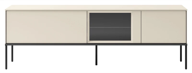 TV-Schrank Bellezo mit LED-Vitrine 166 cm cremefarben