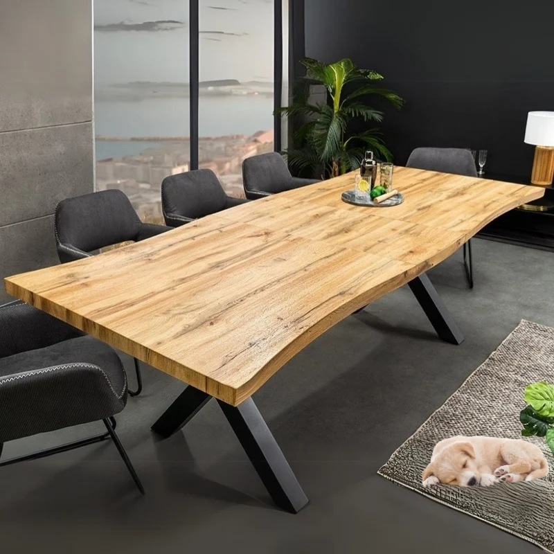 Ausziehbarer Esstisch OAKLAND 180-220cm Wildeiche-Design Baumkante