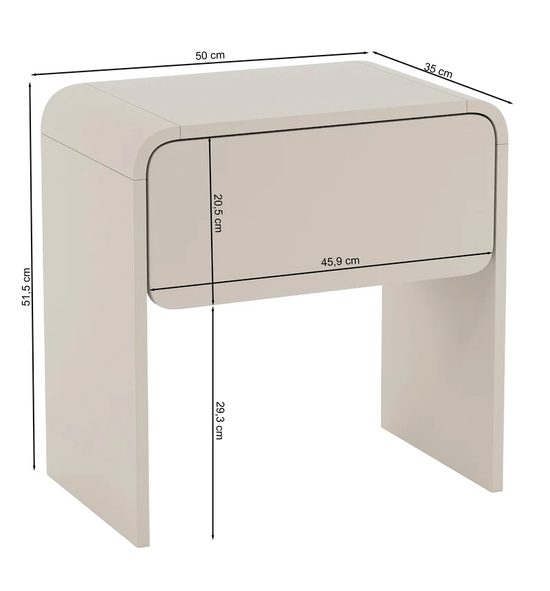 Nachttisch Lummo mit Schublade, 50 cm, Kaschmir